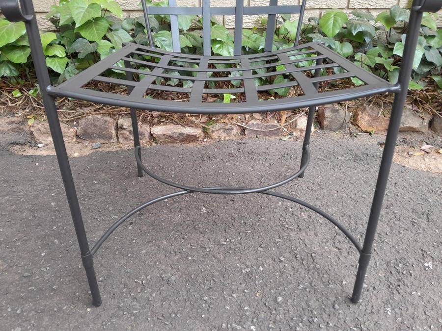 A Custom-Made And Galvanised Wrought Iron Lattice Dining Armchair