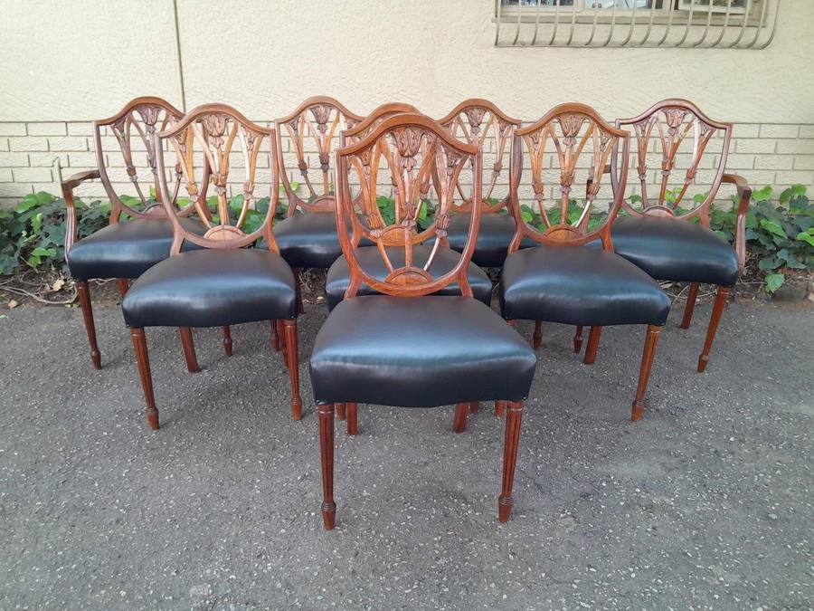 A 20th Century Set Of Eight Regency Style Carved Mahogany Chairs (Comprising Six Dining Chairs An...