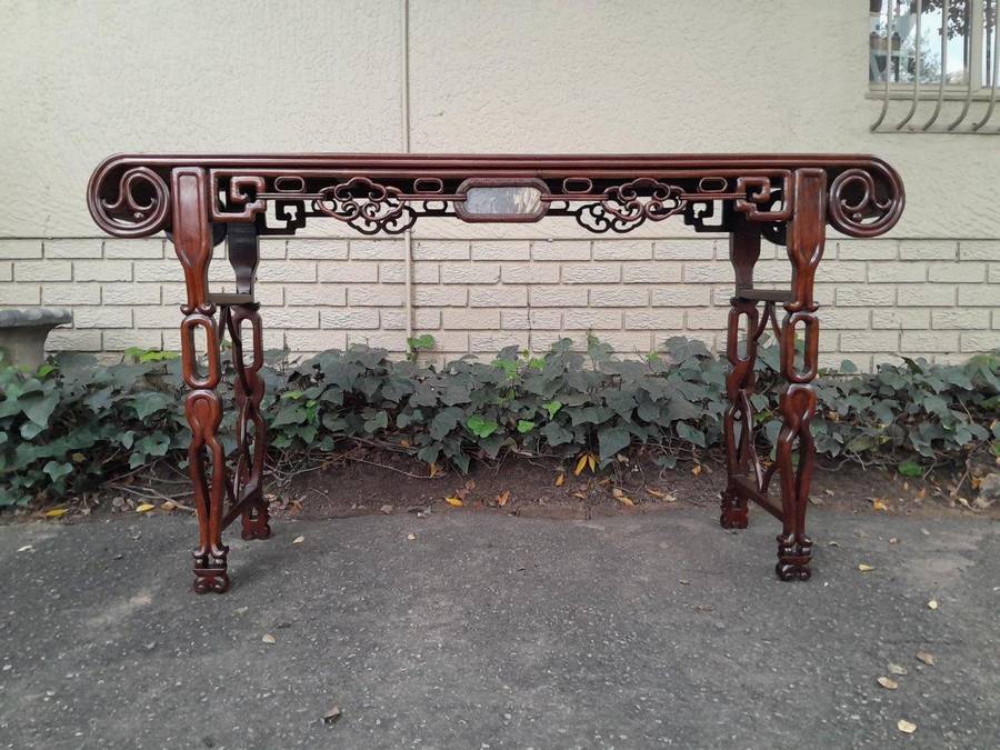 An Antique Oriental / Chinese Rosewood Guqin Ornate Table