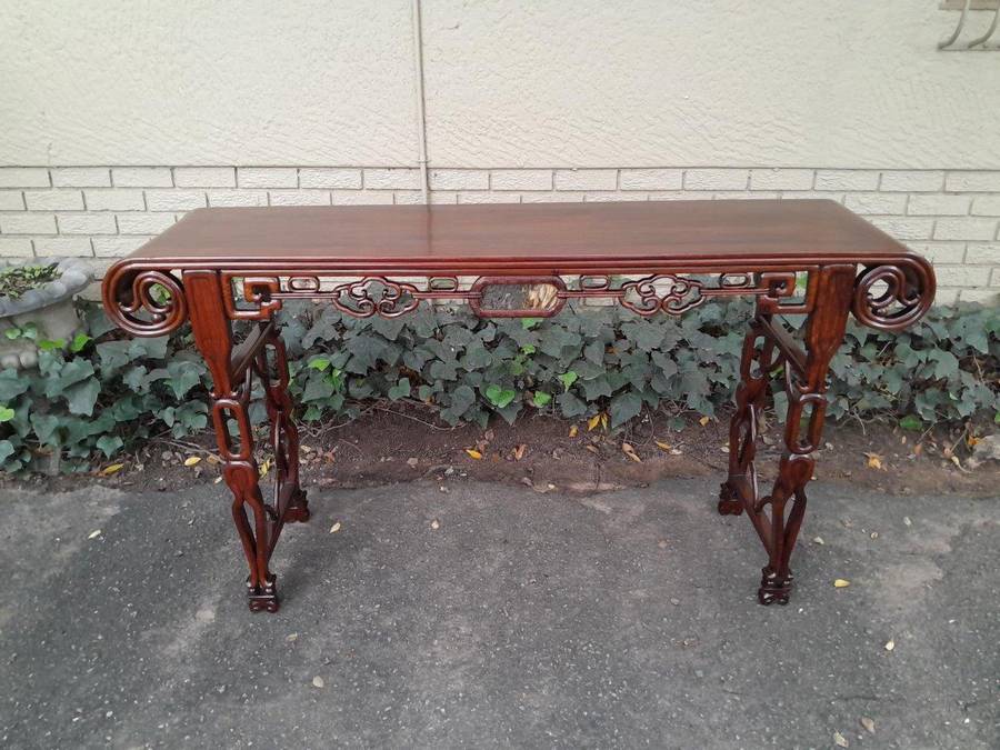 An Antique Oriental / Chinese Rosewood Guqin Ornate Table