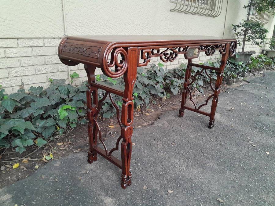 An Antique Oriental / Chinese Rosewood Guqin Ornate Table