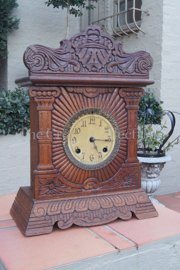 New Haven Antique Oak Clock Early 1900