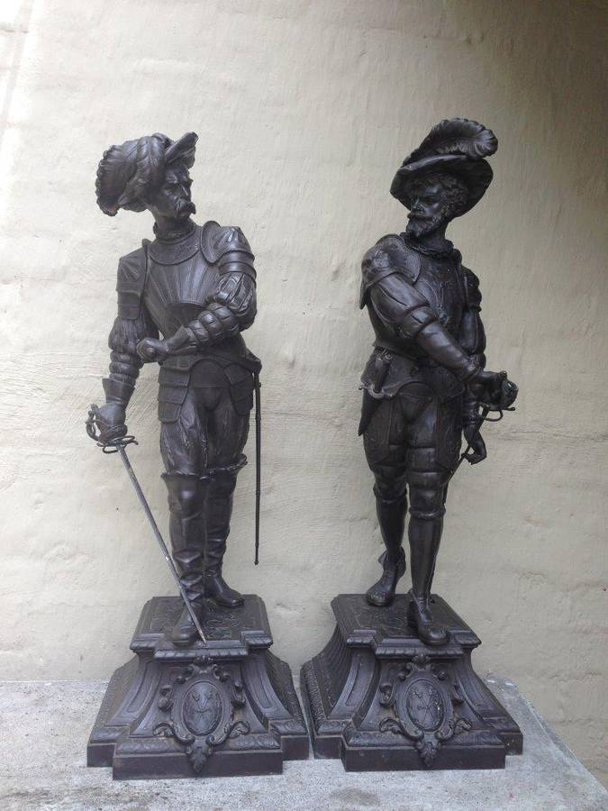 A pair of late 19th Century / Early 20th Century spelter Cavalier Figures