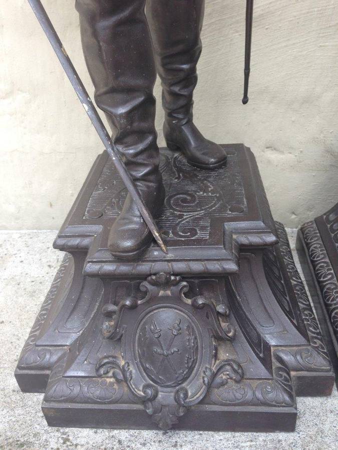 A pair of late 19th Century / Early 20th Century spelter Cavalier Figures