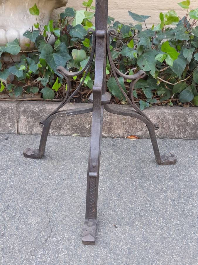A Pair of Antique Cathedral Heavy Wrought Iron Candle Holders