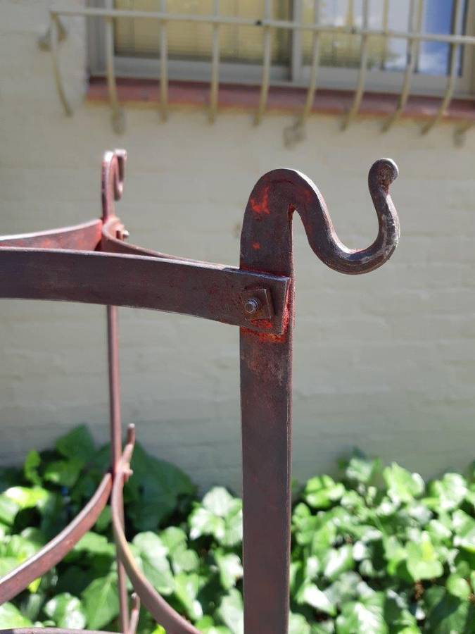 Antique metal pot rack, 19th century