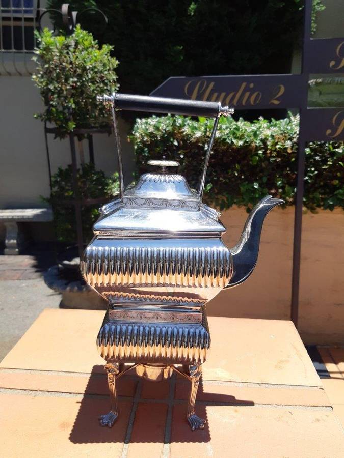 A Silverplate Kettle On Stand