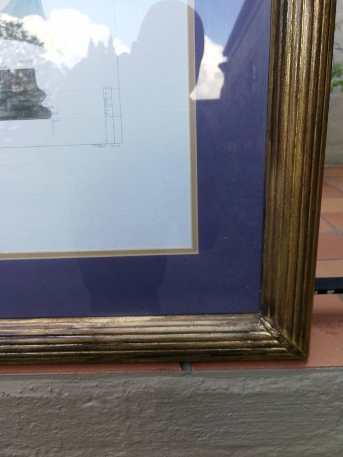 A Pair of Two Engravings In Hand Gilded with Gold Leaf Frames. Du Portique Du Pantheon a Rome, an...
