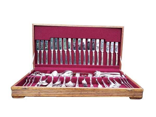 A 105 Piece Sheffield England Silver-Plate A1 Quality Twelve (12) Place Cutlery Set In A Canteen ...