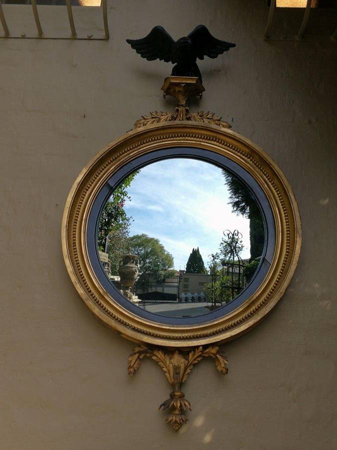 A Circa 1800 Regency Gilt-Wood Convex Mirror With  British Antique Dealers Association Stamp