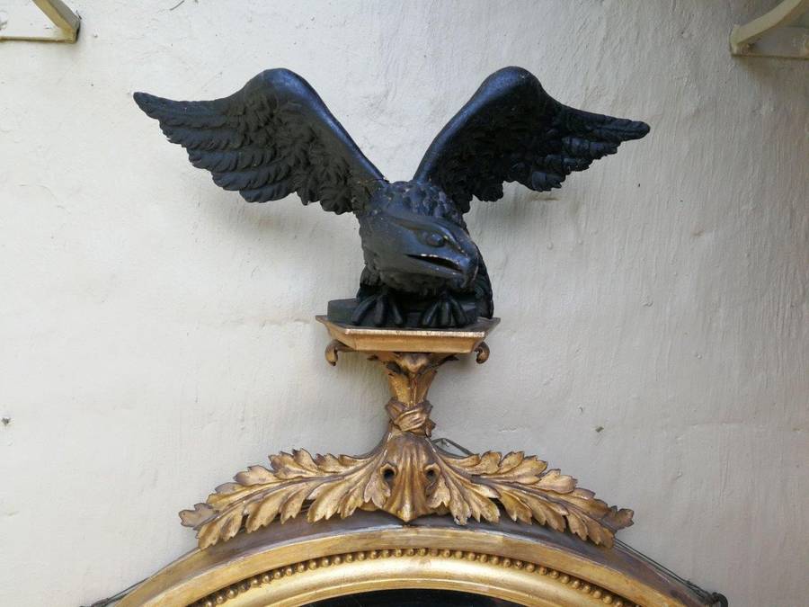 A Circa 1800 Regency Gilt-Wood Convex Mirror With  British Antique Dealers Association Stamp