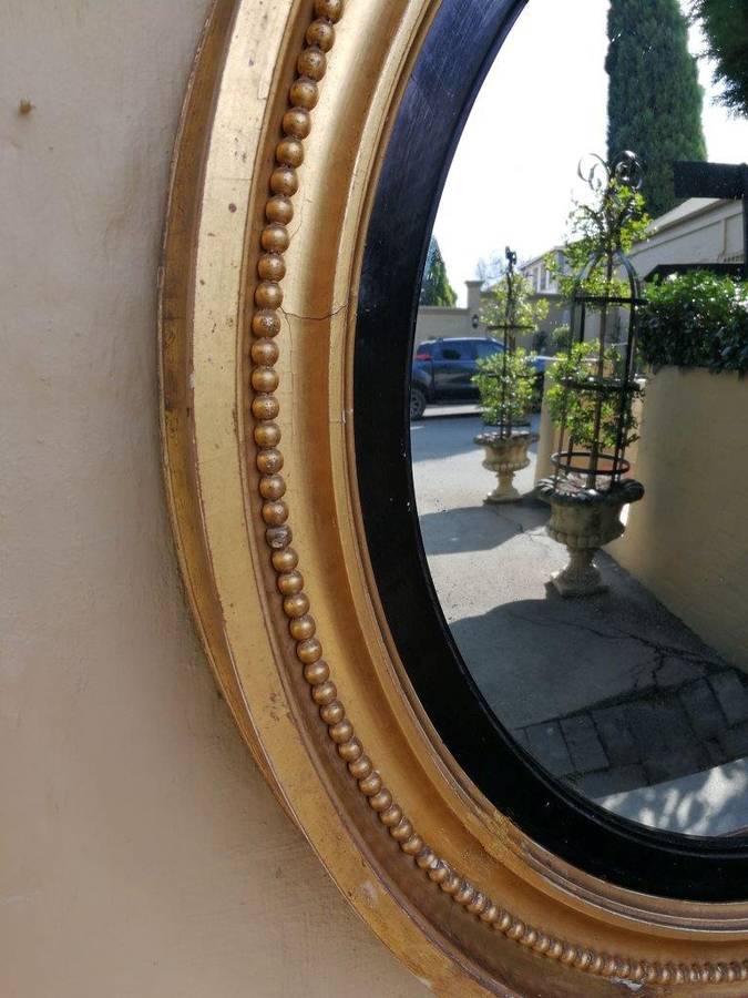 A Circa 1800 Regency Gilt-Wood Convex Mirror With  British Antique Dealers Association Stamp