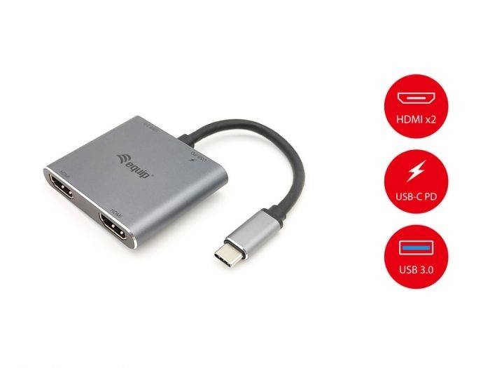 EQUIP HUB, TYPE-C TO DUAL HDMI (PD)