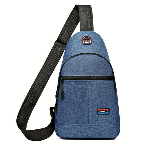 Men's Casual Nylon Crossbody Bag Multi-Purpose Sports and Travel Chest Bag with Tassel Detail