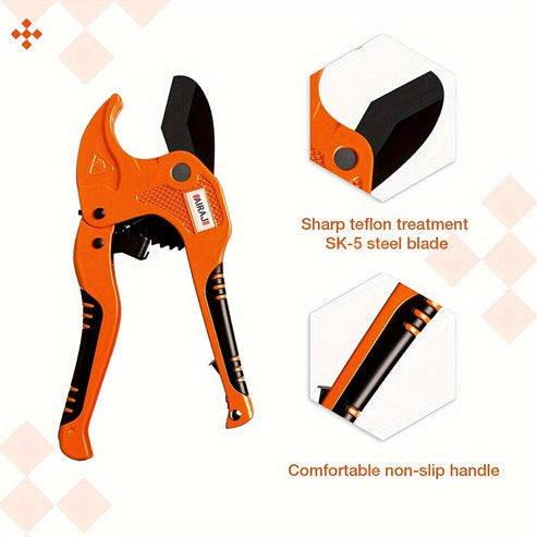 1pcPipe Cutter Pipe Scissors SK5 Material Ratchet PVC/PU/PP/PE Hose Cutter Scissors Hand Tools Repai