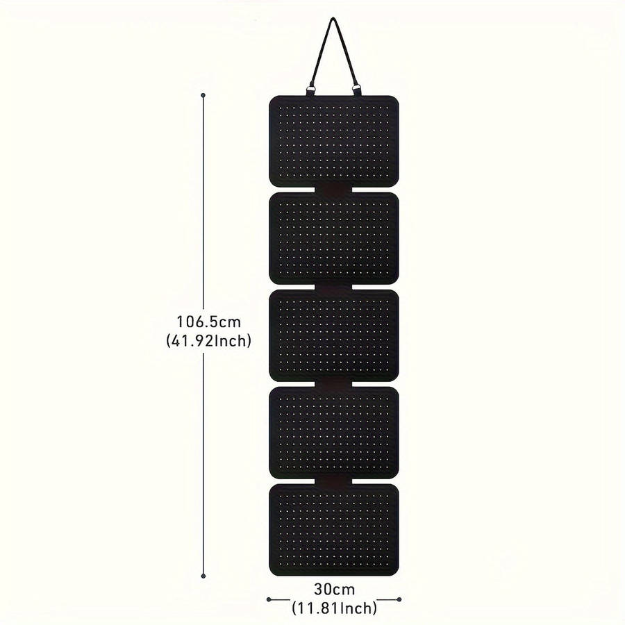 1pc Elegant Black Felt Jewelry Organizer 5 Tiers Hanging Storage