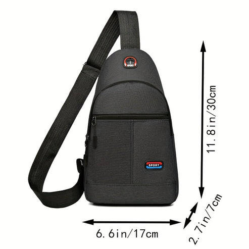 Men's Casual Nylon Crossbody Bag Multi-Purpose Sports and Travel Chest Bag with Tassel Detail