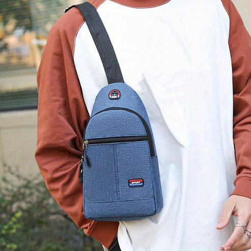 Men's Casual Nylon Crossbody Bag Multi-Purpose Sports and Travel Chest Bag with Tassel Detail