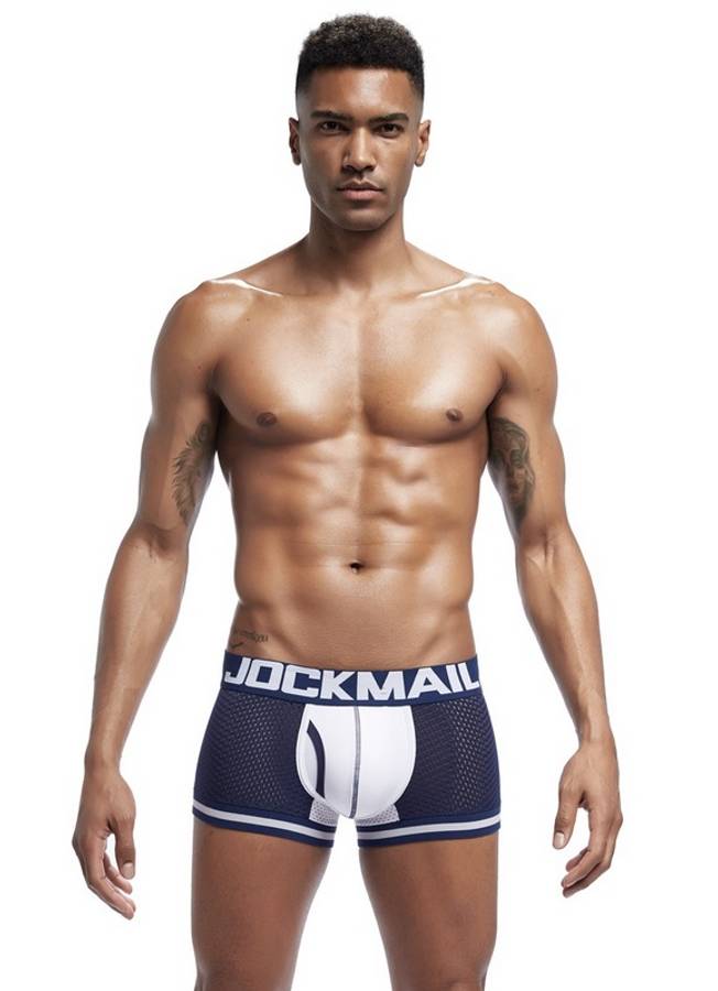 Jockmail Mesh Boxer Navy/White