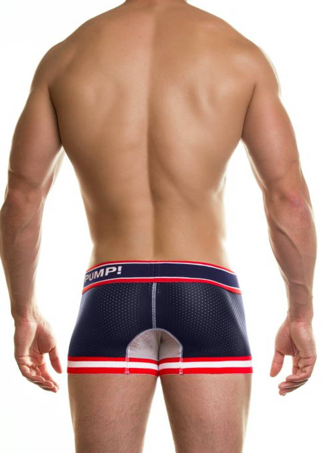 Pump Hollow Mesh Boxers Navy, Red and White