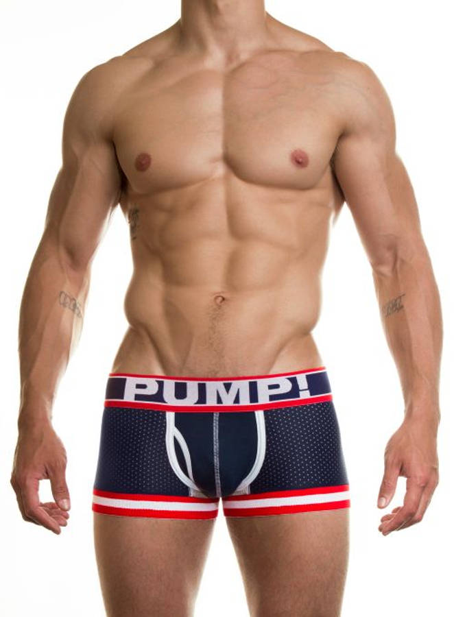 Pump Hollow Mesh Boxers Navy, Red and White