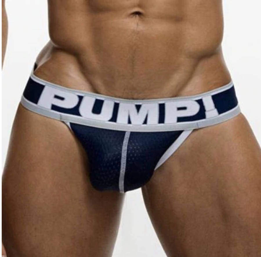 Pump Mesh Jockstrap grey navy and white