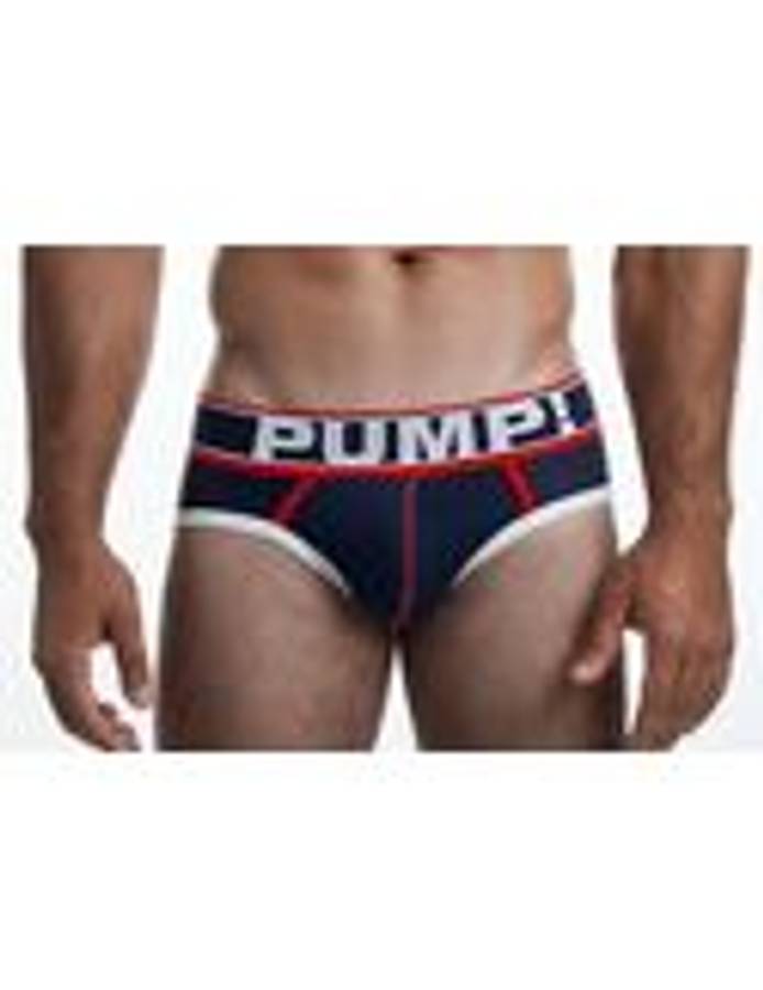 Pump Hollow Mesh Briefs Navy and Red