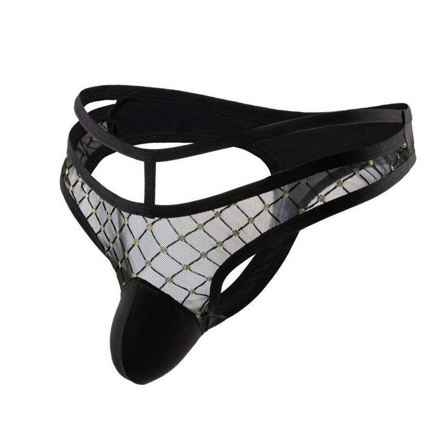 Black see through G-string Black and Gold