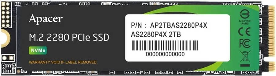 Apacer AP1TBAS2280P4X-1 Apacer  AS2280P4X M.2 PCIe Gen3 x 4 1TB SSD