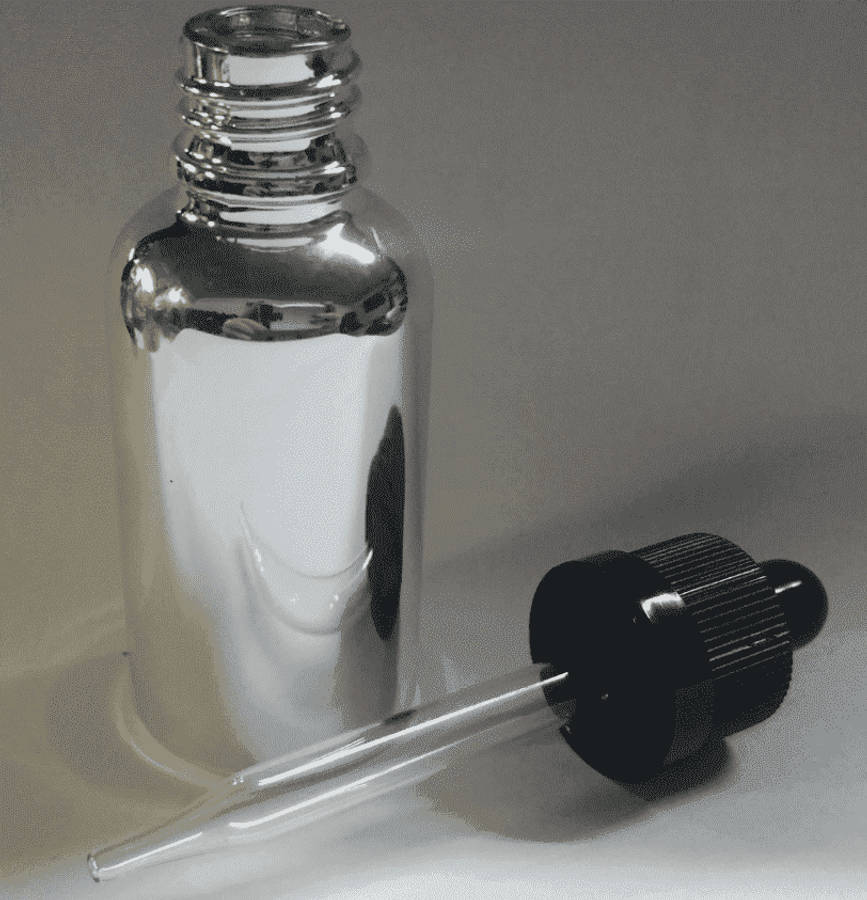 4 Pack | 30ML Silver Glass Bottle | Childproof Cap and Straight Pipette - 16.8000 0.10kg