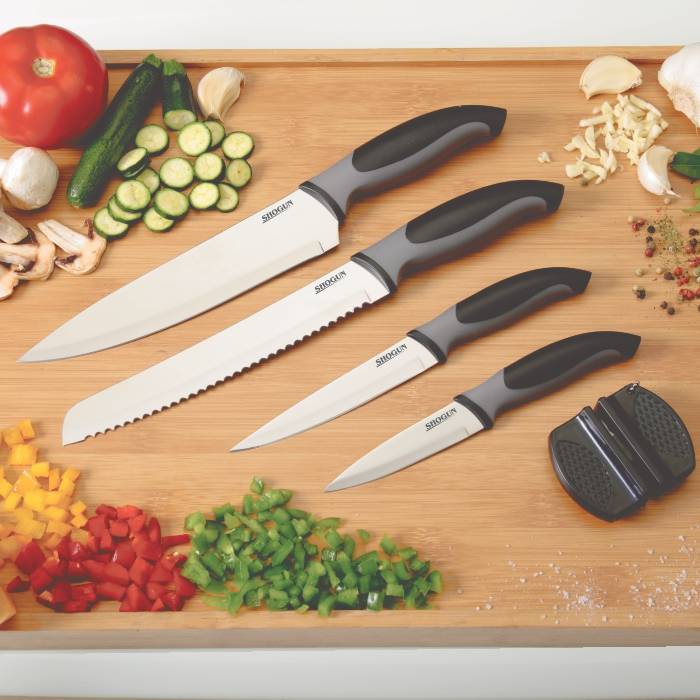 Shogun 5pc kitchen knife and sharpener set | Kitchen Knives with Knife Sharpener