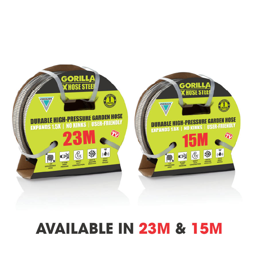 Gorilla X-Hose Steel 15m | High-Pressure Stainless-Steel Hose Pipe