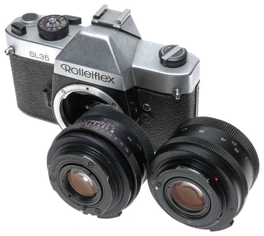 Rollei SL 35 old film camera with 2 lenses outfit