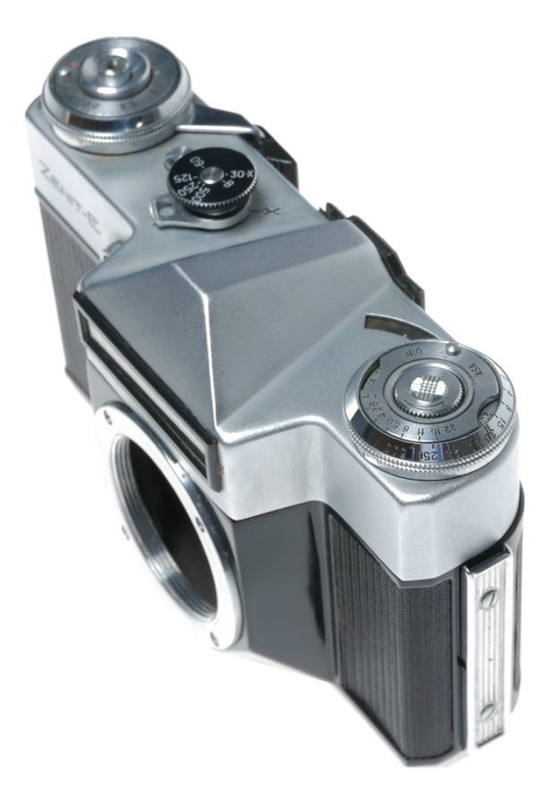 Zenit-E Vintage 35mm film SLR camera body only chrome/black