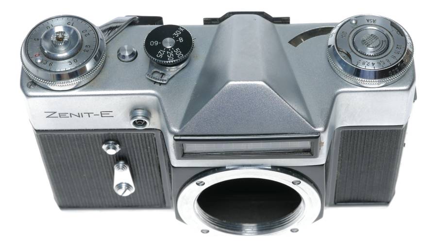 Zenit-E Vintage 35mm film SLR camera body only chrome/black