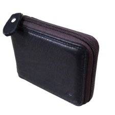 Men's Premium Quality Genuine Leather Zip Around Bifold Wallet - Black
