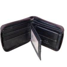 Men's Premium Quality Genuine Leather Zip Around Bifold Wallet - Black
