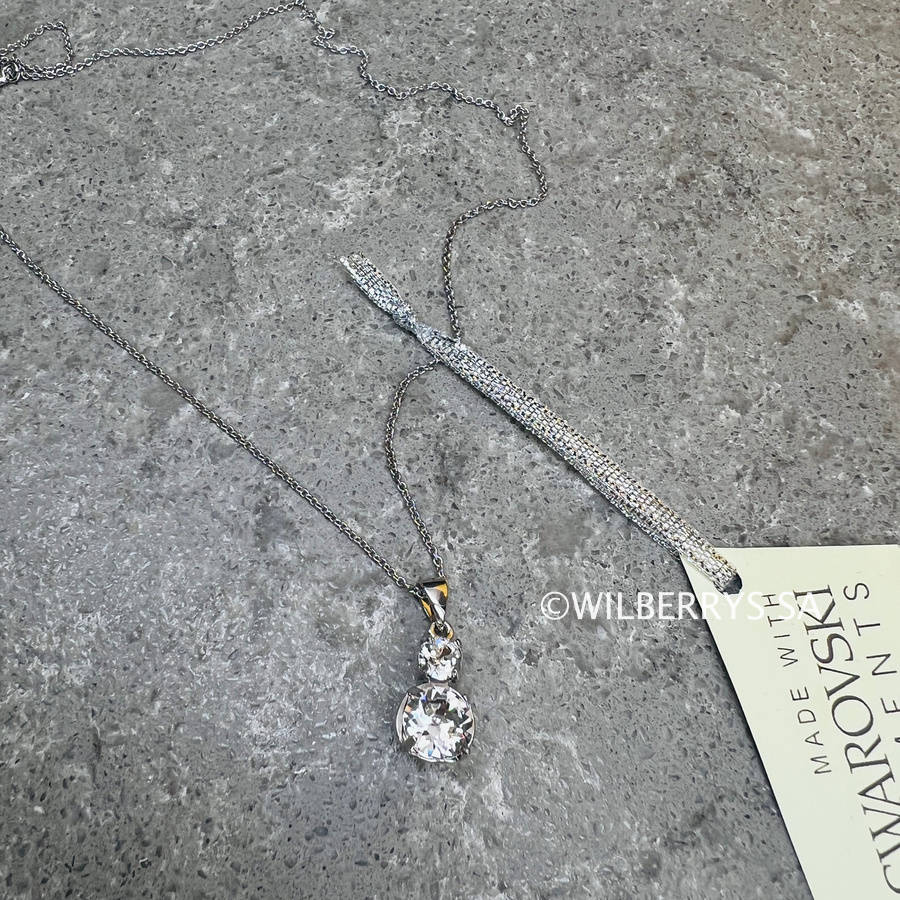 Retail: R2950.00 BRITISH JEWELLERS Duo Sterling Silver Pendant Made with Swarovski Elements® + Chain