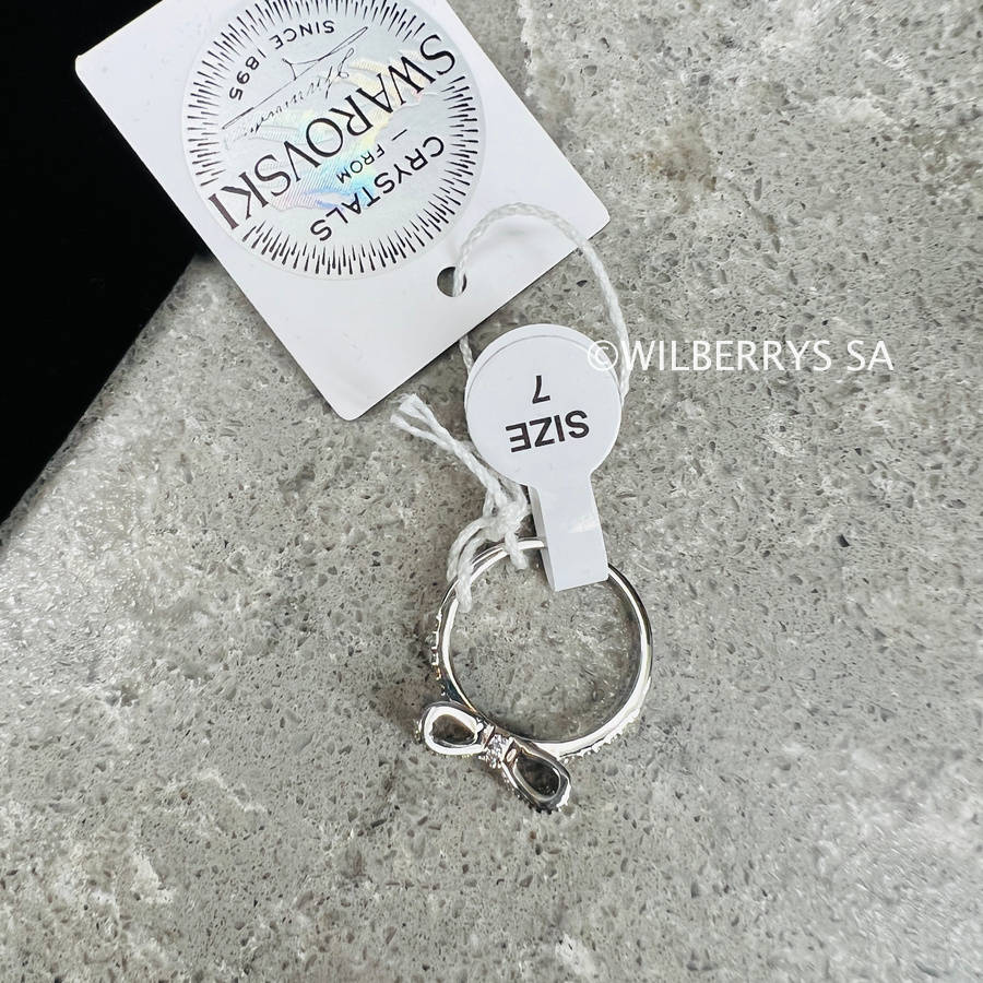 rrp: R1950** LONDON JEWELLERS Bow Ring White Gold pl M-7, Embellished with Crystals from Swarovski®