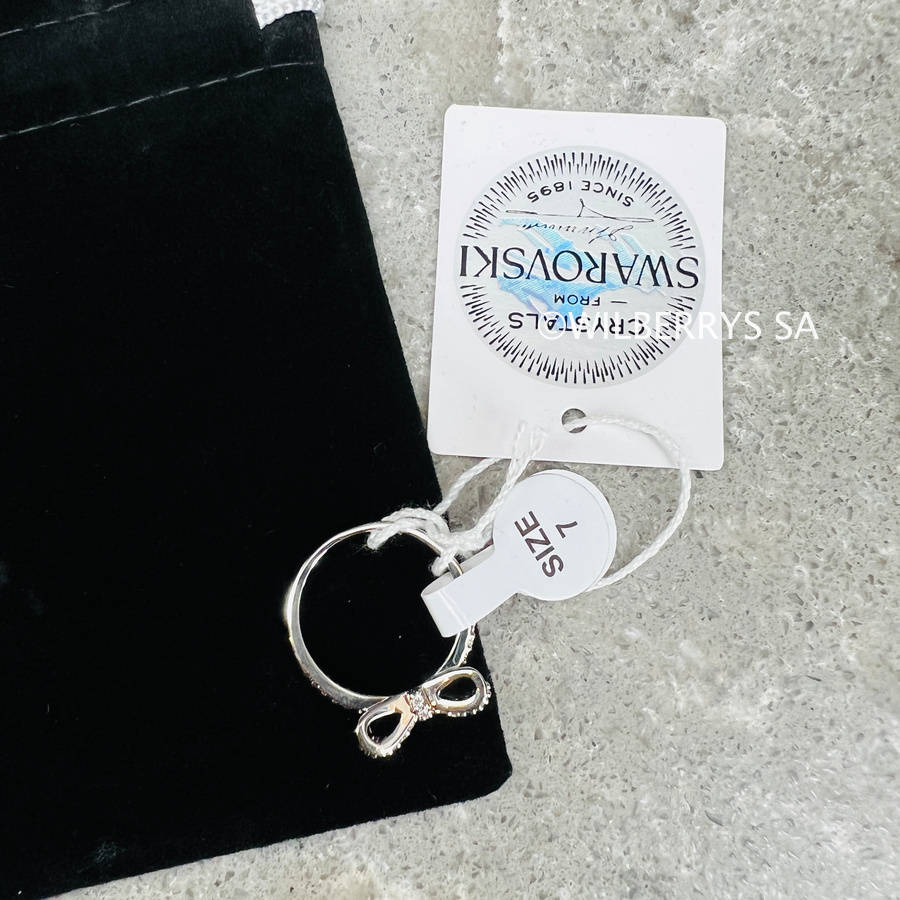 rrp: R1950** LONDON JEWELLERS Bow Ring White Gold pl M-7, Embellished with Crystals from Swarovski®