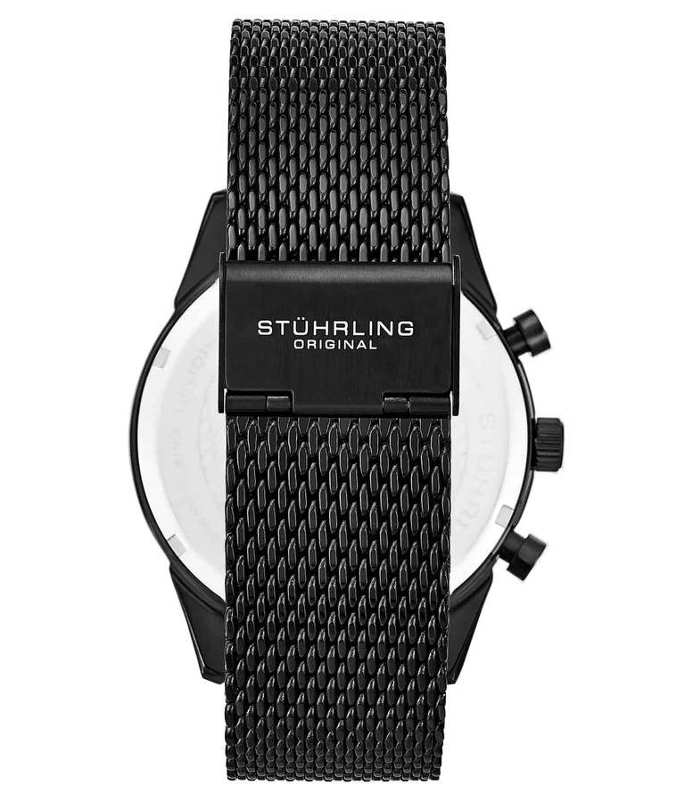**must see!!** STUHRLING ORIGINAL® Men`s MONACCO BLACK Milanese Chrono Watch BRAND NEW