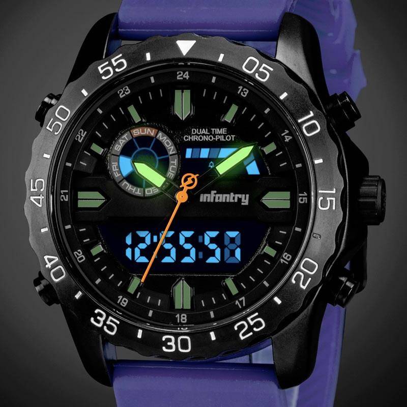 INFANTRY MILITARY CO.  Men`s Chrono Pilot Blue Watch Brand new BOXED, FULLY LOADED!