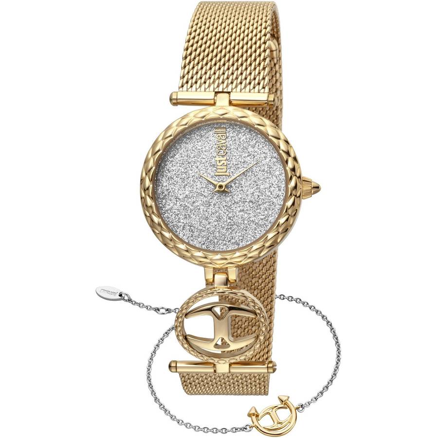 R30 courier!!*** R7,000.00 ROBERO CAVALLI Women`s Changi Glitter Gold Milanese Watch GENUINE