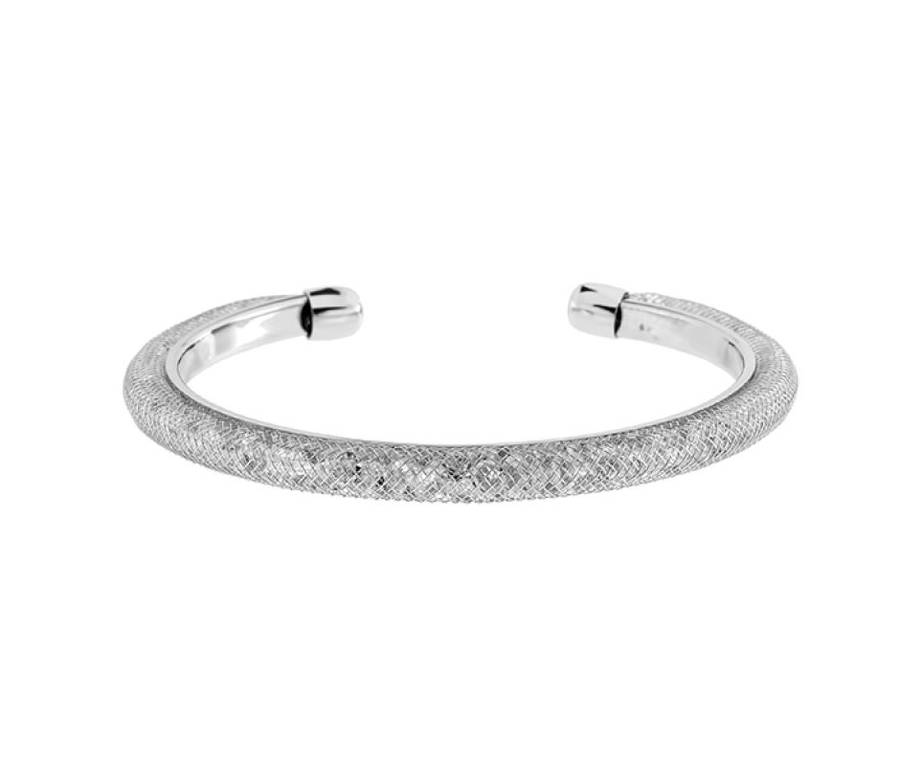 R30 courier! R1850.00 LONDON JEWELLERS Delta Bangle, White Gold plated Made with Swarovski Elements