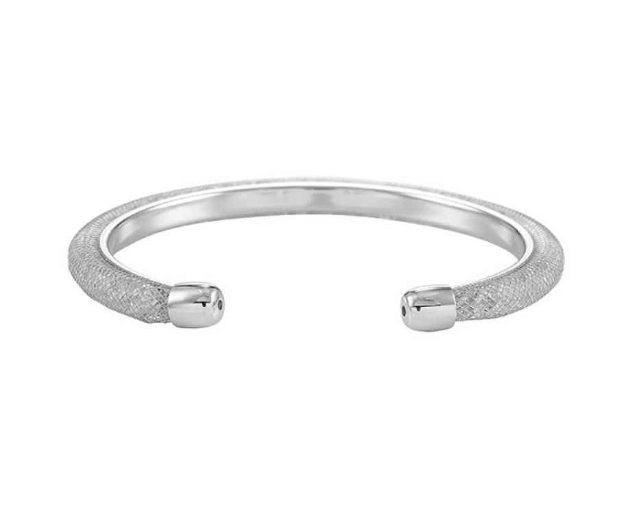 R30 courier! R1850.00 LONDON JEWELLERS Delta Bangle, White Gold plated Made with Swarovski Elements