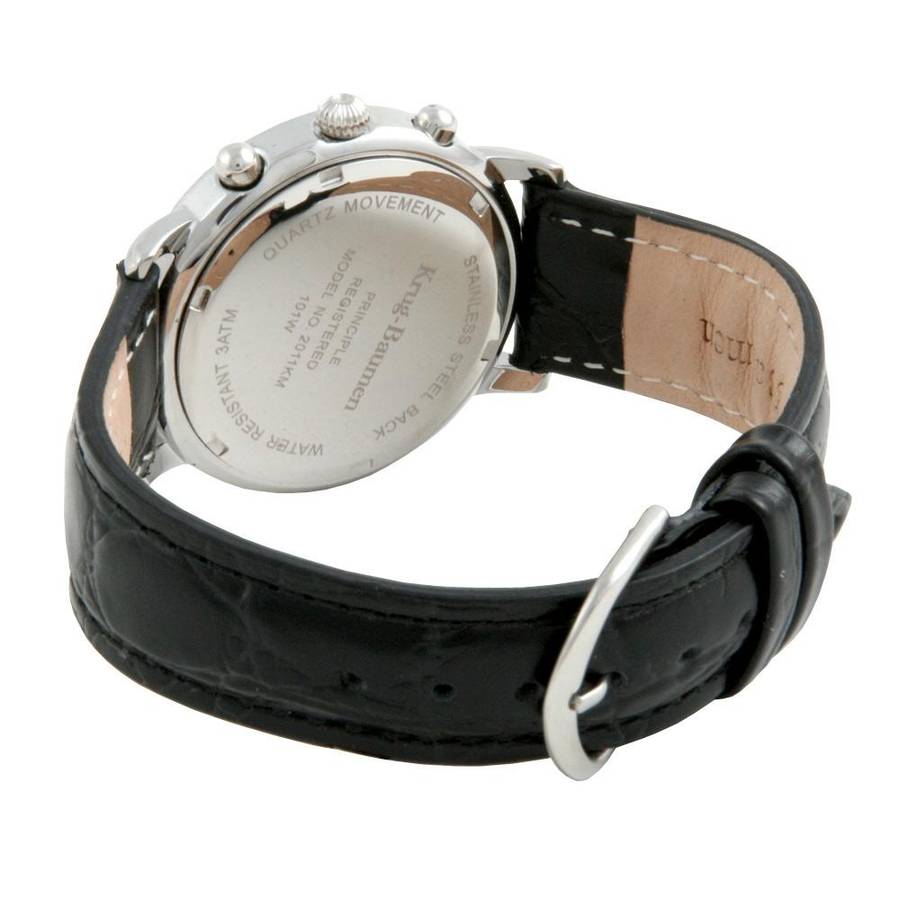 Retail: R7,000.00 Krug-Baumen Men`s Principle Genuine Black Leather Chrono Watch BRAND NEW