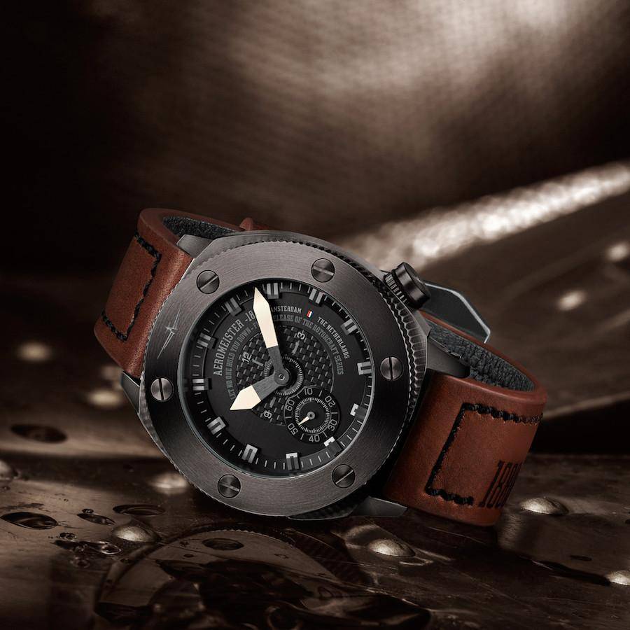 Aeromeister 1880 Amsterdam Mens Rotorcraft Evolution Steel Leather Watch