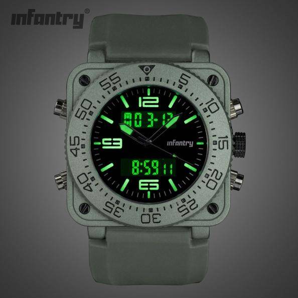 Retail: R3,999.00 INFANTRY MILITARY CO. Men`s Tank Camo 47mm BIG Dual Movement Watch NEW