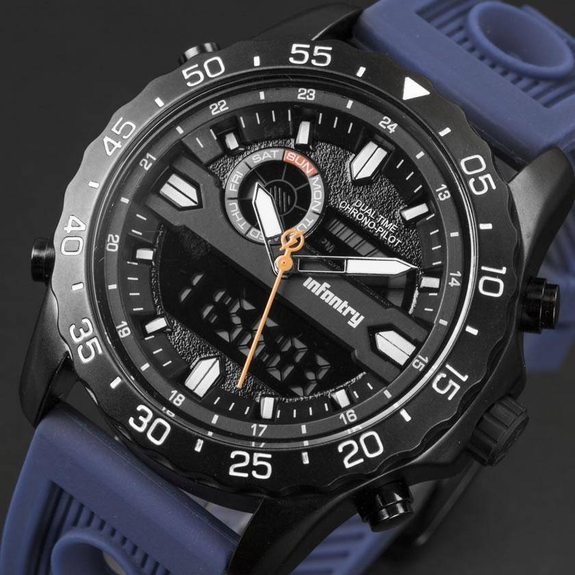 INFANTRY MILITARY CO.  Men`s Chrono Pilot Blue Watch Brand new BOXED, FULLY LOADED!