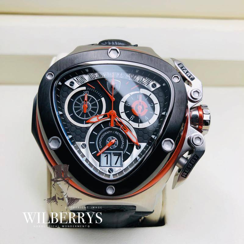 **pure beast worth R37k Tonino Lamborghini Men`s ORANGE LEATHER Chronograph Watch NEW 100% GENUINE